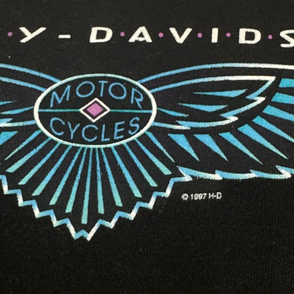 Vintage 1997 Harley-Davidson Logo Crewneck Sweatshirt Black Hanes USA Made L - Picture 3 of 5